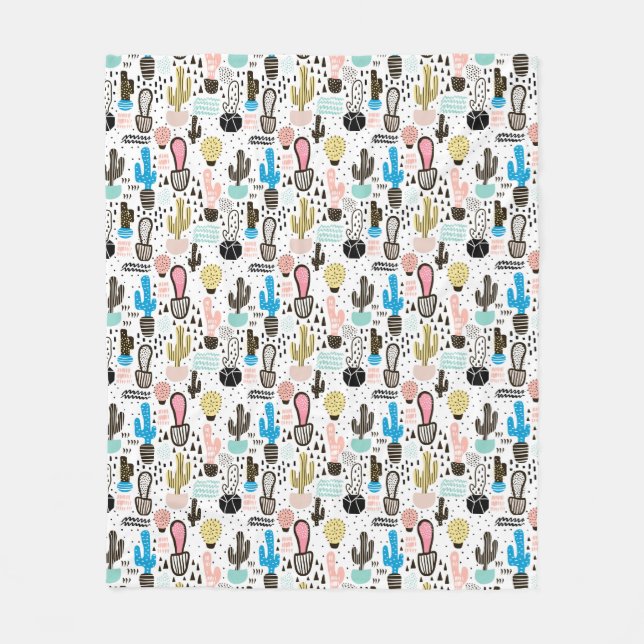 Manta Polar Modelo geométrico del cactus moderno (Anverso)