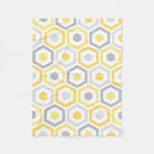 Manta Polar Modelo geométrico retro gris amarillo