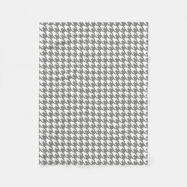 Manta Polar Modelo gris y blanco clásico de Houndstooth (Anverso)