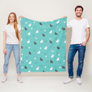 Manta Polar modelo lindo de la flor y de mariposa del conejito