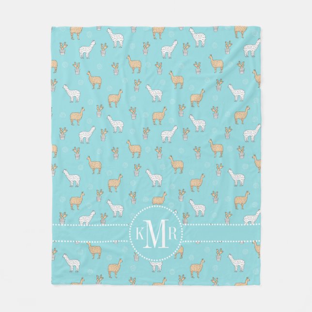 Manta Polar Modelo lindo del cactus de la llama de la alpaca (Anverso)