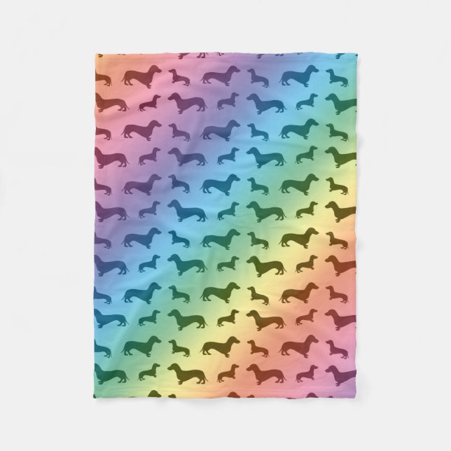 Manta Polar Modelo lindo del dachshund del arco iris (Anverso)
