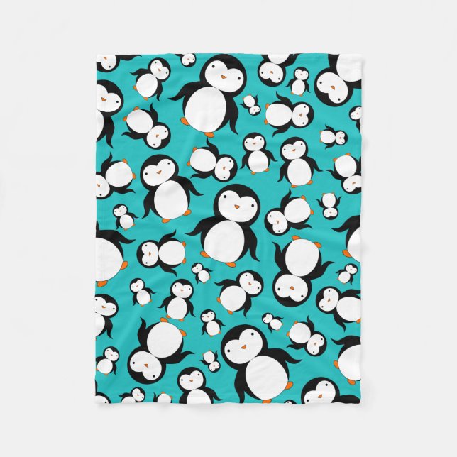 Manta Polar Modelo lindo del pingüino de la turquesa (Anverso)