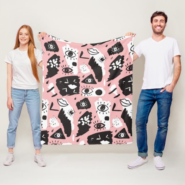 Manta Polar Modelo moderno abstracto del ojo y de los labios (In situ)