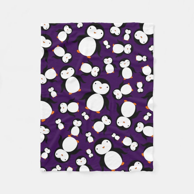 Manta Polar Modelo púrpura lindo del pingüino (Anverso)