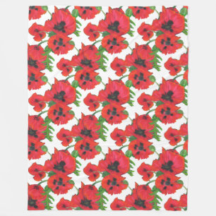 Manta Polar Modelo rojo brillante de las amapolas orientales