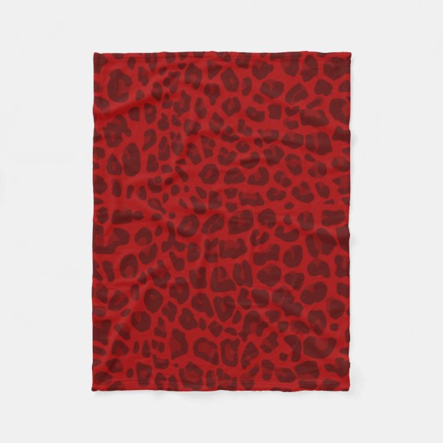 Manta Polar Modelo rojo del estampado leopardo (Anverso)