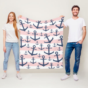 Manta Polar Modelo rosado náutico del ancla de los azules