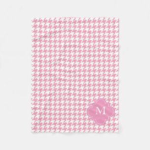 Manta Polar Modelo rosado y blanco del monograma de encargo de