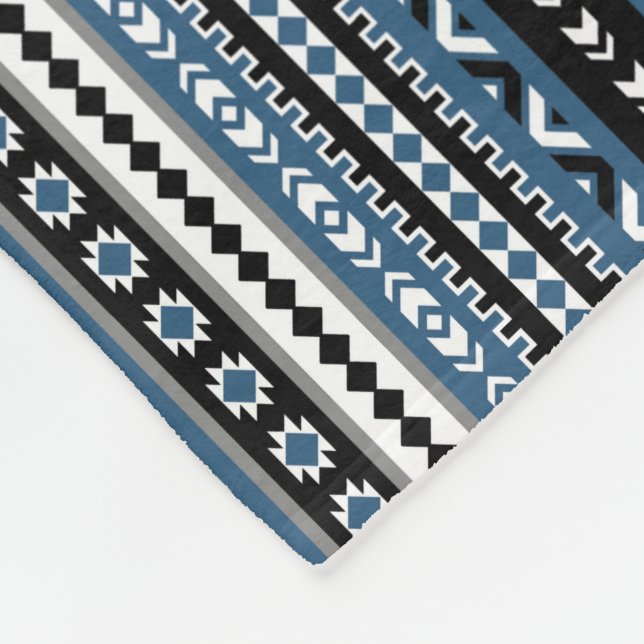 Manta Polar Modelo tribal azteca/negro azul del blanco gris (Esquina)