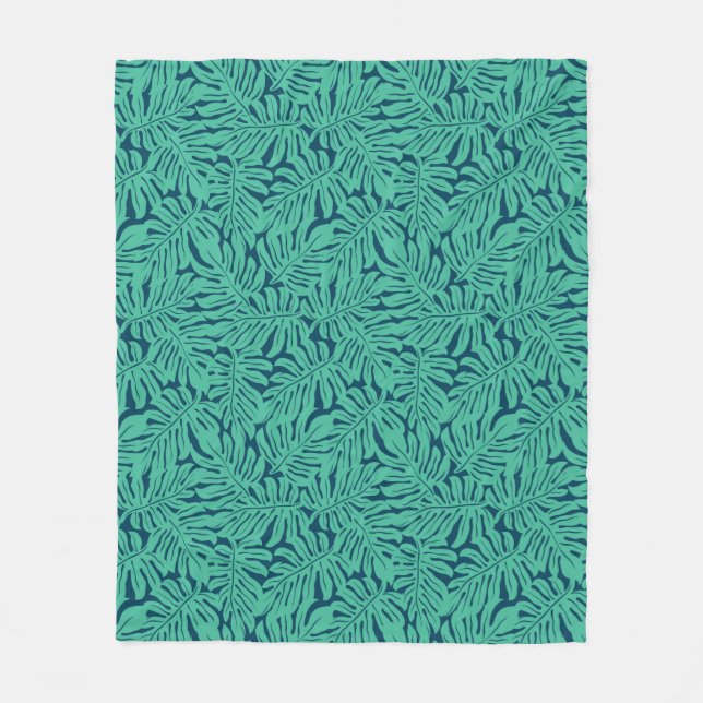 Manta Polar Modelo tropical de la hoja de Monstera (Anverso)