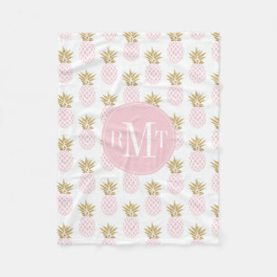 Manta Polar Modelo tropical de la piña del falso oro elegante