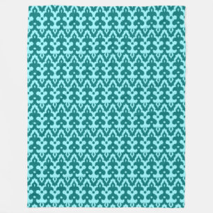 Manta Polar Modelo, turquesa y aguamarina del damasco de Ikat