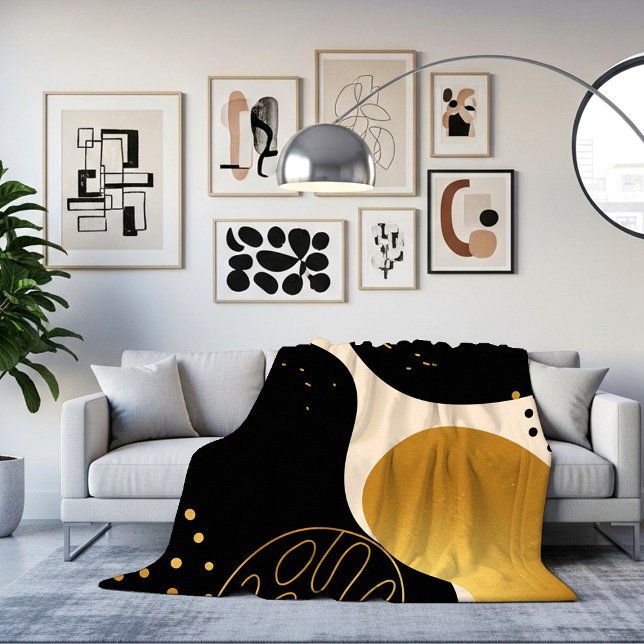 Manta Polar Modern Abstract Black and Gold Organic Pattern (Subido por el creador)