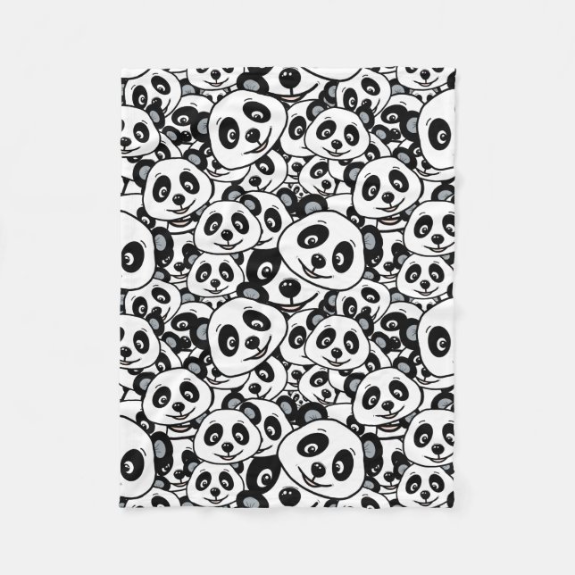 Manta Polar Modern Black and White Cute Panda Bear Pattern (Anverso)