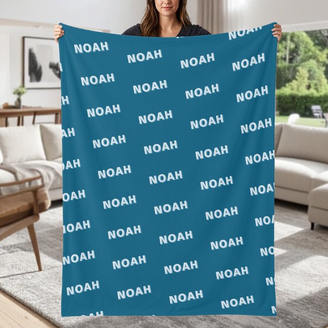 Manta Polar Modern Blue Personalized Repeating Name Pattern (Subido por el creador)