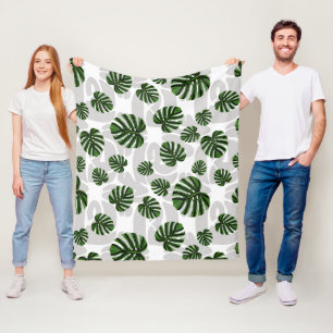 Manta Polar Modern Boho Botanical Leaves Pattern