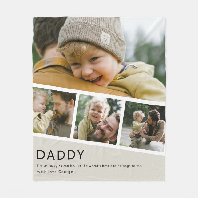 Manta Polar Modern Daddy Photo Strip Collage (Anverso)