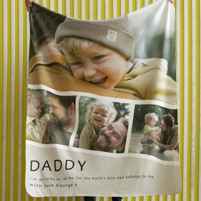 Manta Polar Modern Daddy Photo Strip Collage (Subido por el creador)