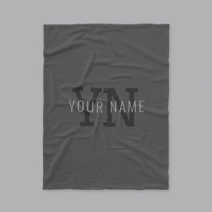 Manta Polar Modern Dark Gray Monogrammed Name (u otro texto)