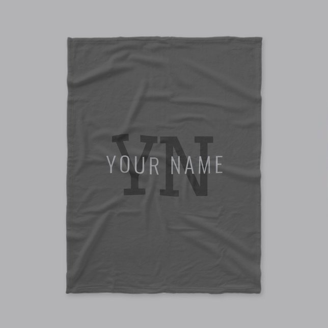 Manta Polar Modern Dark Gray Monogrammed Name (u otro texto) (Subido por el creador)