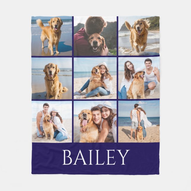 Manta Polar  Modern Dog Photo Collage Personalized   (Anverso)