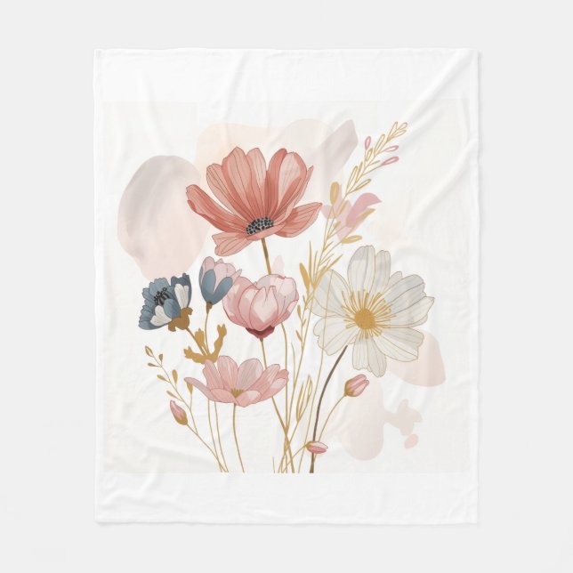 Manta Polar Modern Floral Design  (Anverso)