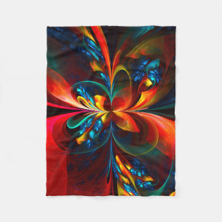 Manta Polar Modern Floral Resumen Art Naranja Patrón Azul #14