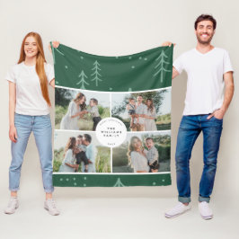 Manta Polar Modern Green Tree Family Photo Holiday