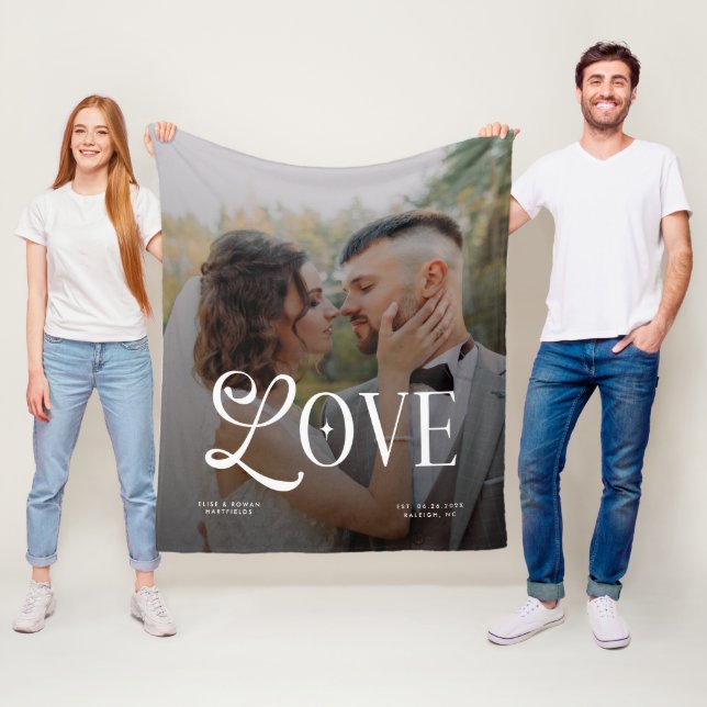 Manta Polar Modern Love Custom Wedding Photo Couples Monogram (In situ)