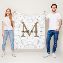 Manta Polar Modern Marble Gold Girly Script Monogram