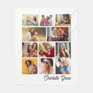 Manta Polar Modern Minimalist White 10 Photo Collage With Name