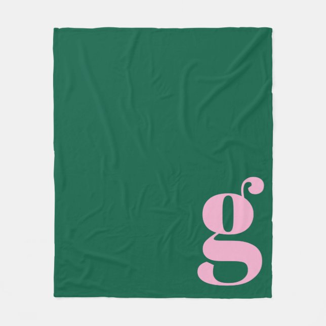 Manta Polar Modern Monogram Initial Letter Pink Green Preppy (Anverso)