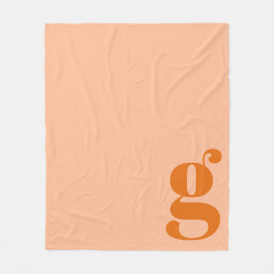 Manta Polar Modern Monogram Negrita Inicial Melocotón Naranja 