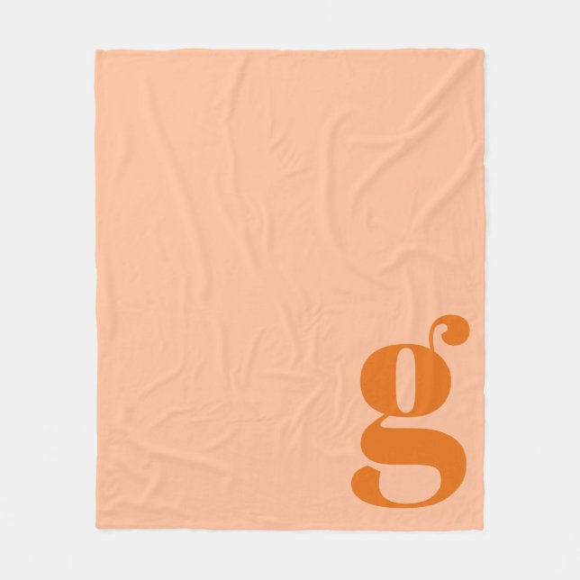 Manta Polar Modern Monogram Negrita Inicial Melocotón Naranja  (Anverso)