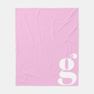 Manta Polar Modern Monograma Negrita Letra Rosa Suave Minimali
