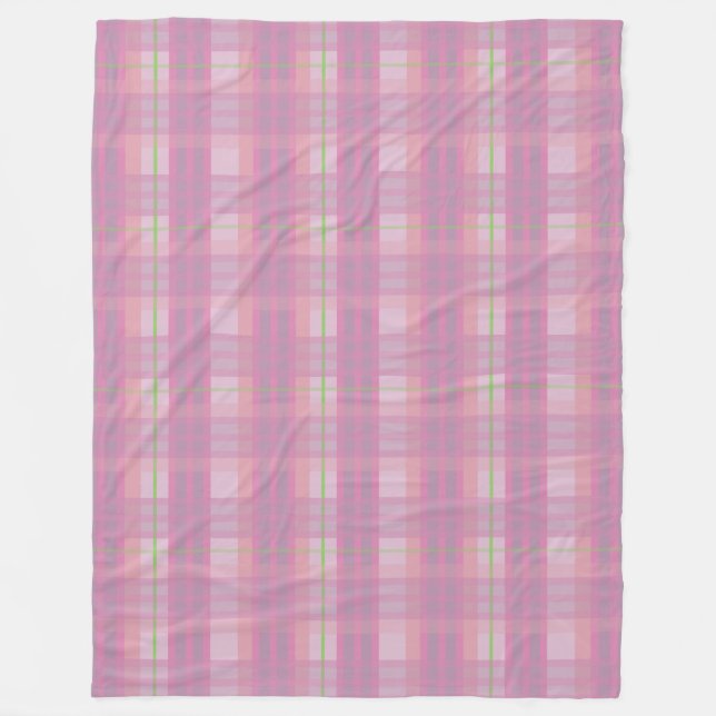 Manta Polar Modern Pink Plaid Fleece Blanket (Anverso)
