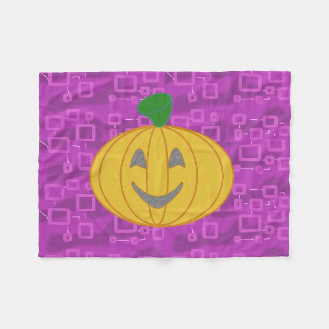 Manta Polar Modern Pumpkin on Purple Geometric Fleece Blanket (Frente (Horizontal))