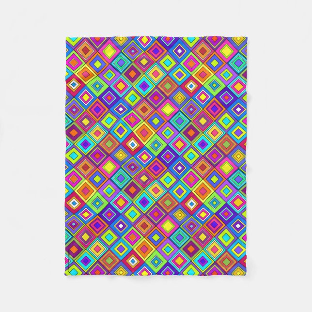 Manta Polar Modern Retro Squares Fleece Blanket (Anverso)