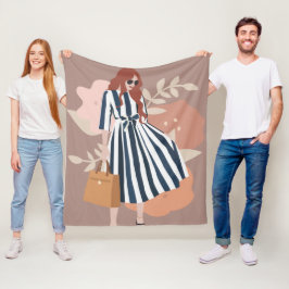 Manta Polar Moderna acuarela linda pintura chica rosa