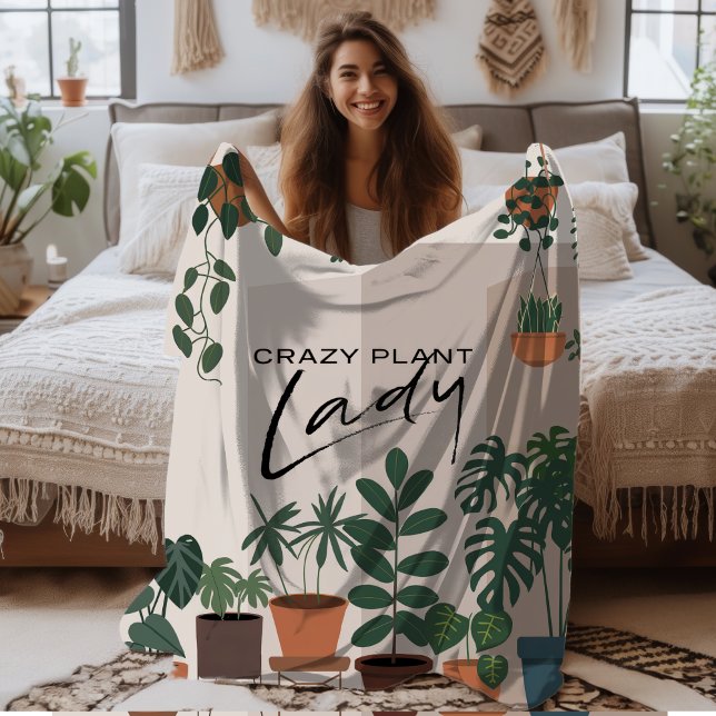 Manta Polar Moderna acuarela Loca Planta Lady Houseplant (Subido por el creador)