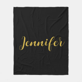 Manta Polar Moderna caligrafía Minimalista nombre oro negro