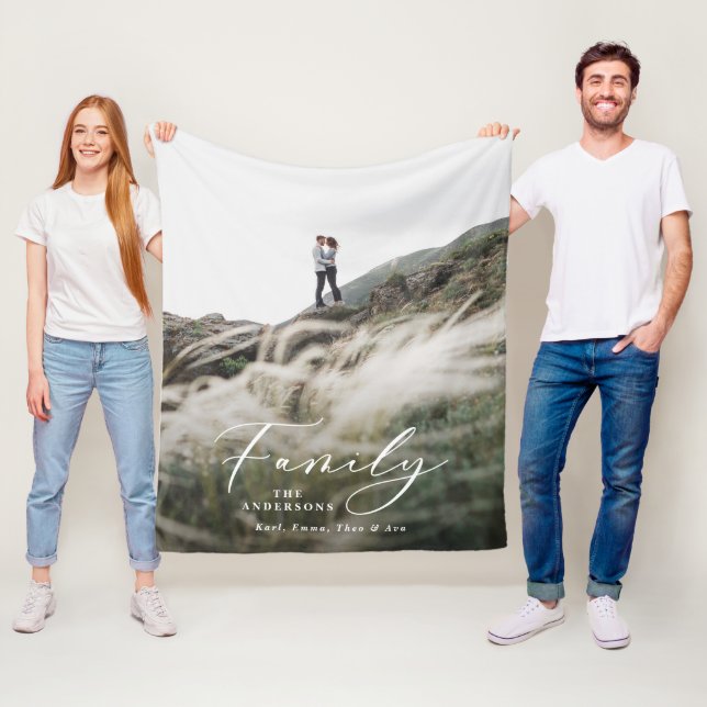 Manta Polar Moderna familia de guiones negros de fotos minimal (In situ)