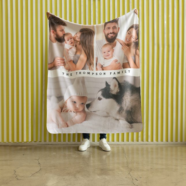 Manta Polar Moderna familia de hogar simple personalizada mult (Personalized family photos fleece blanket.)