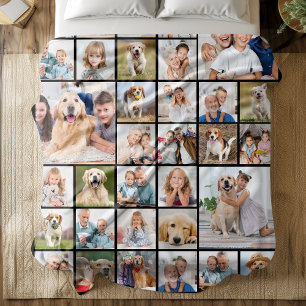 Manta Polar Moderna familia personalizada de 33 Collages de fo