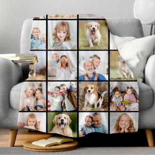 Manta Polar Moderna familia simple personalizada de 20 Collage