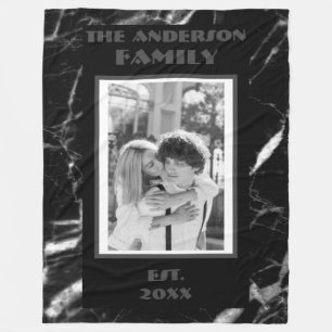 Manta Polar Moderna foto retro diseño de mármol blanco negro