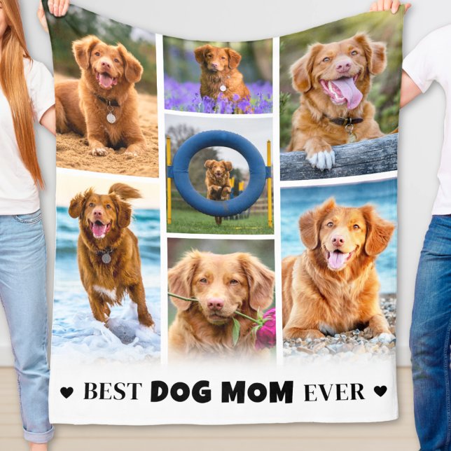 Manta Polar Moderna Mascota personalizada Collage de fotos Per (Modern Personalized Pet Photo Collage Dog Mom Fleece Blanket)