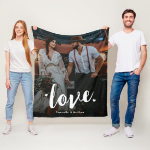 Manta Polar Moderna Rustic Bold Script Love Engagement Photo
