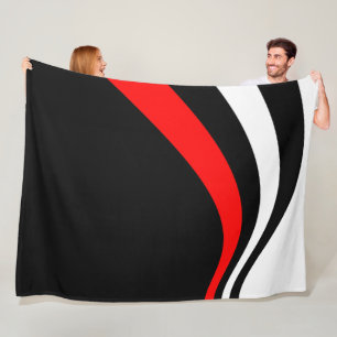 Manta Polar Moderna y elegante rayada roja negra y blanca